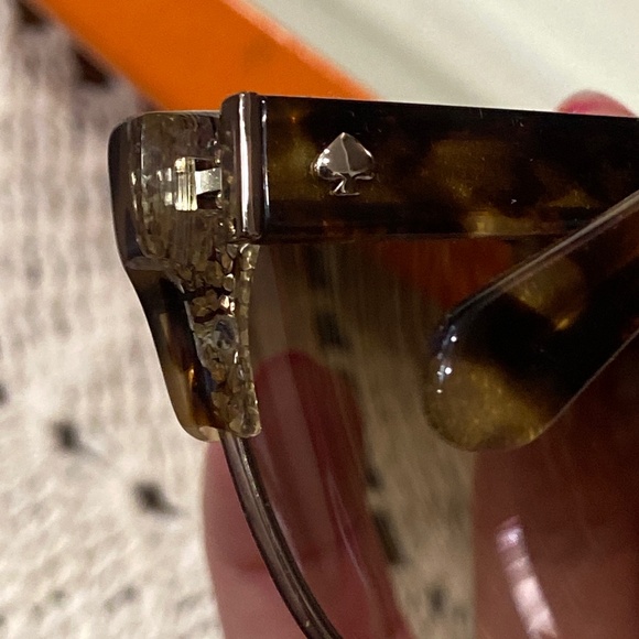 KATE SPADE SHIRA SUNGLASSES TORTOISE GOLD GLITTER CAT EYE WITH CASE - Picture 9 of 16
